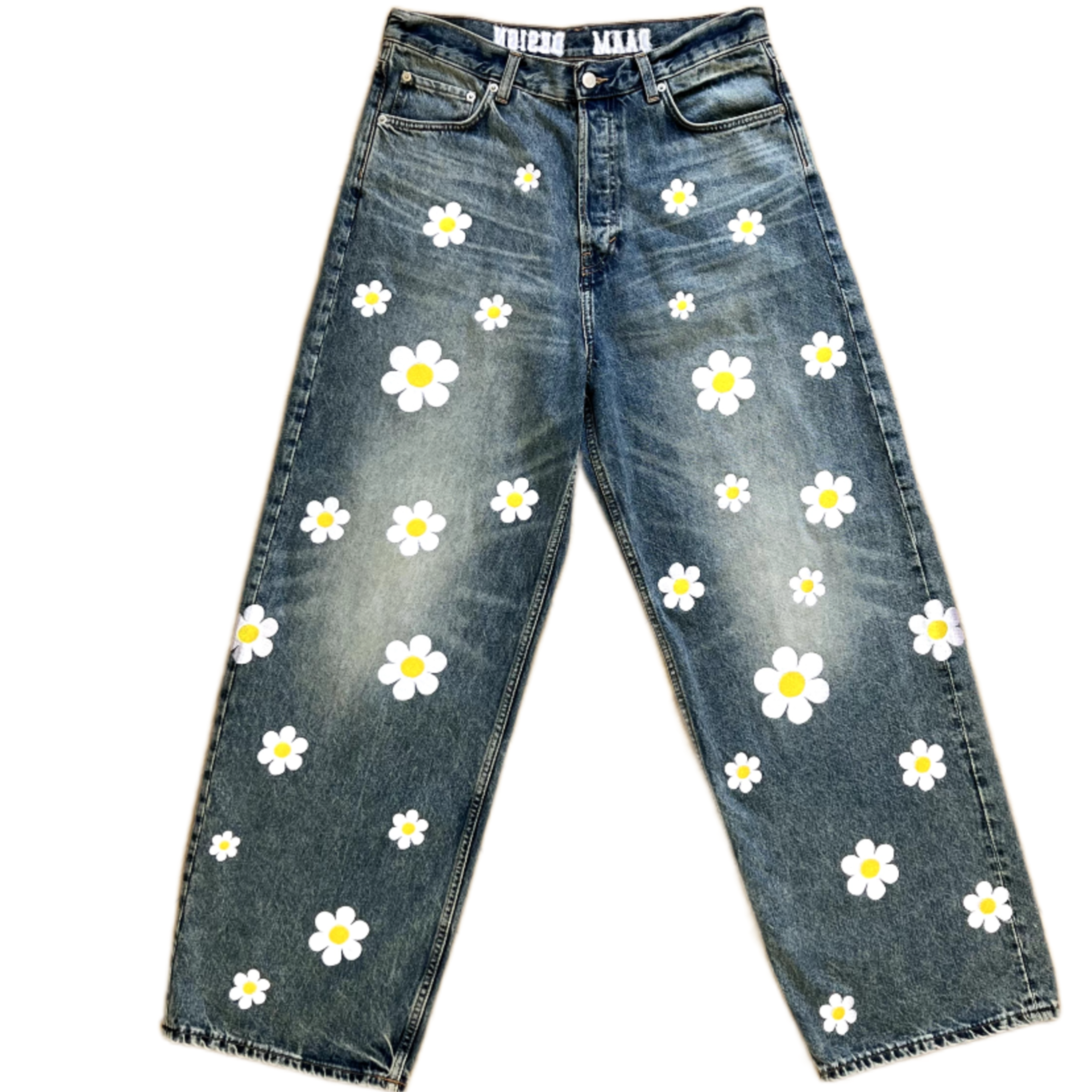 Hand Embroidery Designs Jeans With Embroidered Roses Hand Painted Jeans Daisy Floral Wearable Art Painted Denim Custom
